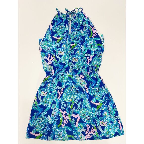 Lilly Pulitzer Womens Corsica Blue Turtle Villa Print Skort Romper Size XS - Picture 3 of 5